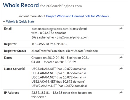 WHOIS record example